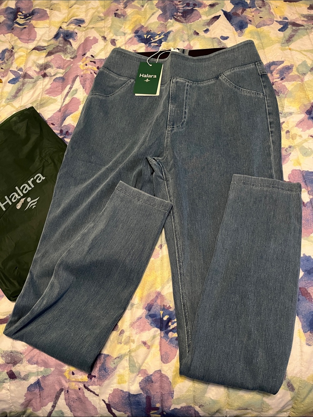 HALARA Women's Blue Denim-Style Skinny Jeans